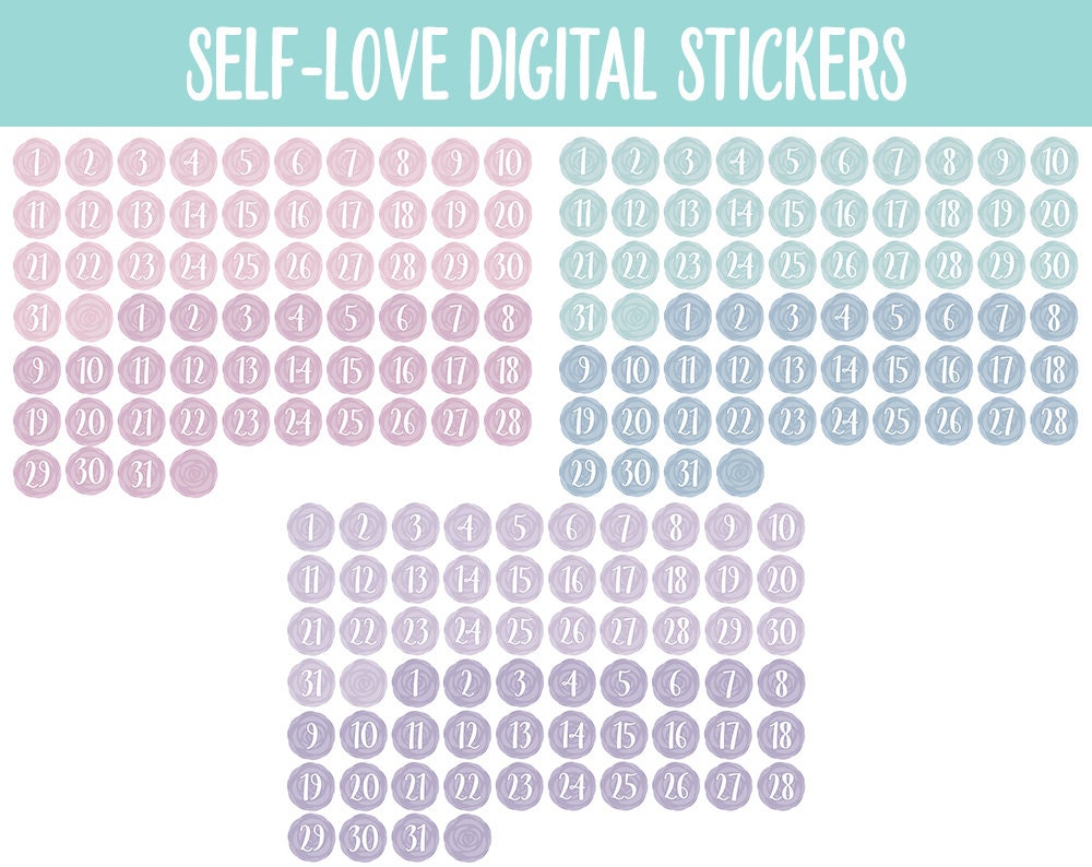 Self-Love Digital Stickers | GoodNotes & iPad | Affirmations, Self-Care, Postive Sayings