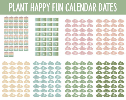 Plant Happy Fun Calendar Date Digital Stickers | GoodNotes, iPad and Android