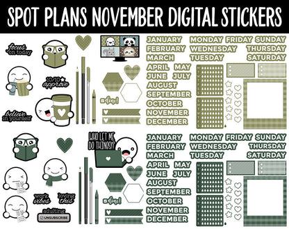 Spot Plans November Digital Stickers | GoodNotes, iPad and Android | Cozy, Fall, Autumn, Adulting, Planning