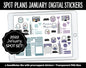 Spot Plans January Digital Stickers | GoodNotes, iPad and Android | New Year, Goals, Winter, Adulting, Planning