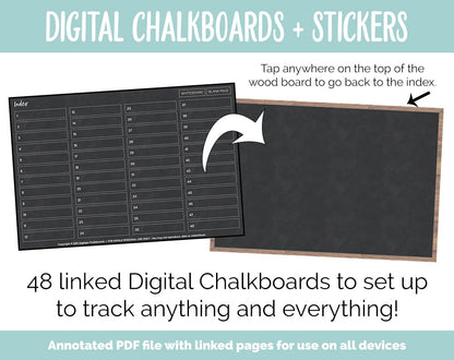 Digital Chalkboard + Stickers | GoodNotes, iPad & Android | Sticky Notes, Chalkboard, Magnets, Lists