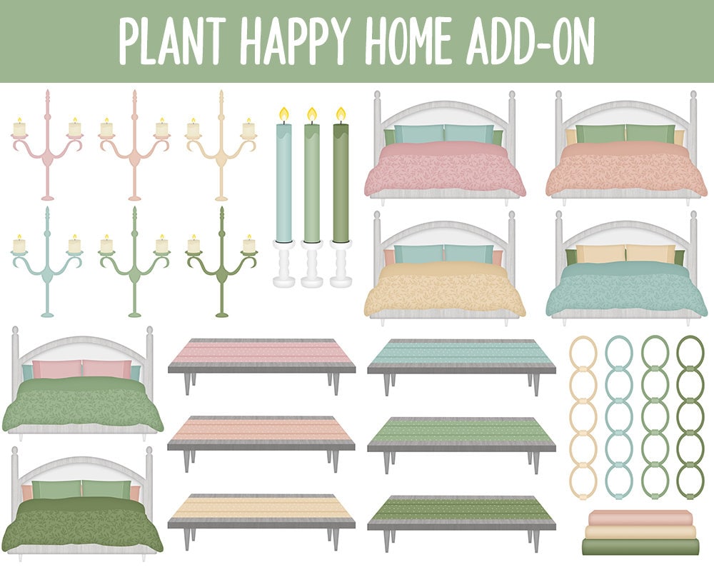 Plant Happy Home Digital Stickers | GoodNotes & iPad | Furniture, Decor, Farmhouse, Spring