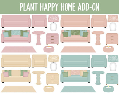 Plant Happy Home Digital Stickers | GoodNotes & iPad | Furniture, Decor, Farmhouse, Spring