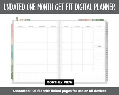 NEW! Undated Get Fit One Month Digital Planner | Flourish Theme - Best Health Edition | GoodNotes, iPad & Android | Fitness, Self-Care