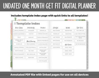 NEW! Undated Get Fit One Month Digital Planner | Flourish Theme - Best Health Edition | GoodNotes, iPad & Android | Fitness, Self-Care