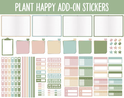 Plant Happy Add-On Digital Stickers | GoodNotes & iPad | Trackers, Budget, Fitness, Health, Habits