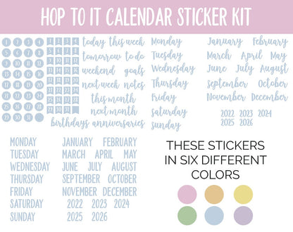 Hop to It Calendar Essentials Digital Planner Stickers | GoodNotes, iPad and Android | Dates, Days of the Week, Months