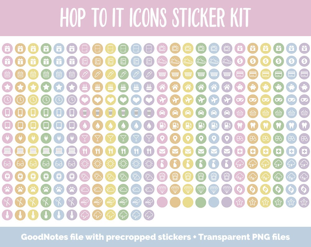Hop to It Icon Digital Planner Stickers | GoodNotes, iPad and Android | Icons, Life, Weather, Everyday