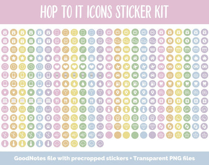 Hop to It Icon Digital Planner Stickers | GoodNotes, iPad and Android | Icons, Life, Weather, Everyday