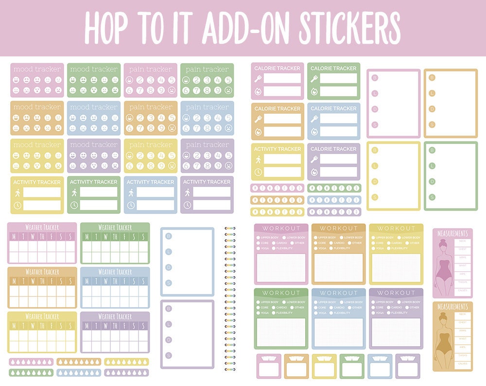 Hop to It Add-On Digital Stickers | GoodNotes & iPad | Trackers, Budget, Fitness, Health, Habits