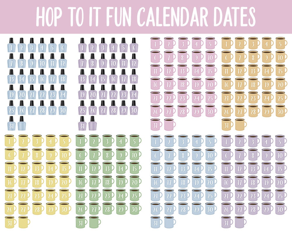 Hop to It Fun Calendar Date Digital Stickers | GoodNotes, iPad and Android