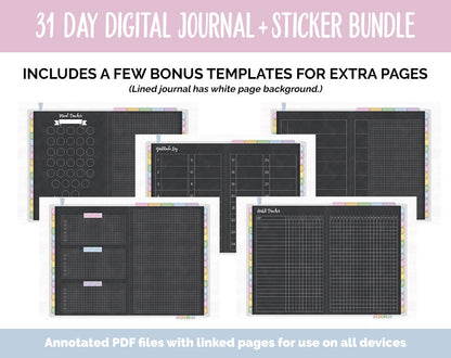 31 Day Digital Journal + Sticker Bundle | Happy Theme