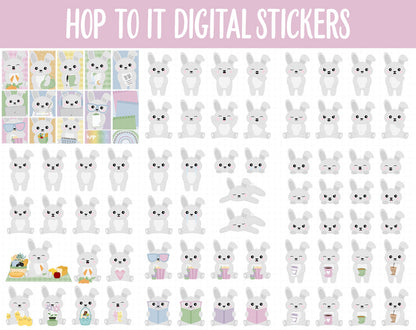 Hop to It Digital Sticker Mega Bundle | GoodNotes & iPad | April, Rabbit, Bunny, Easter, Goals, Activities, Travel, Adulting, Tasks