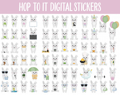 Hop to It Digital Sticker Mega Bundle | GoodNotes & iPad | April, Rabbit, Bunny, Easter, Goals, Activities, Travel, Adulting, Tasks