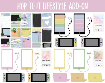 Hop to It Lifestyle Add-On Digital Stickers | GoodNotes & iPad | TV, Playlist, Travel, Reading, Work, Groceries