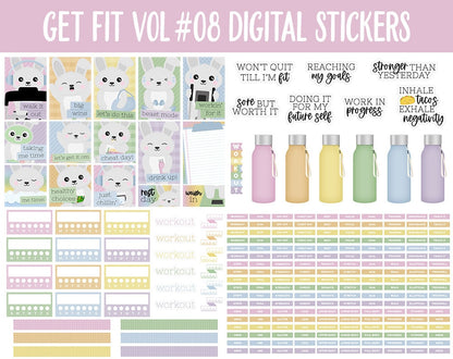 Get Fit Vol #08 Digital Stickers | GoodNotes & iPad | Fitness, Health, Self-Care, Workout | Hop to It