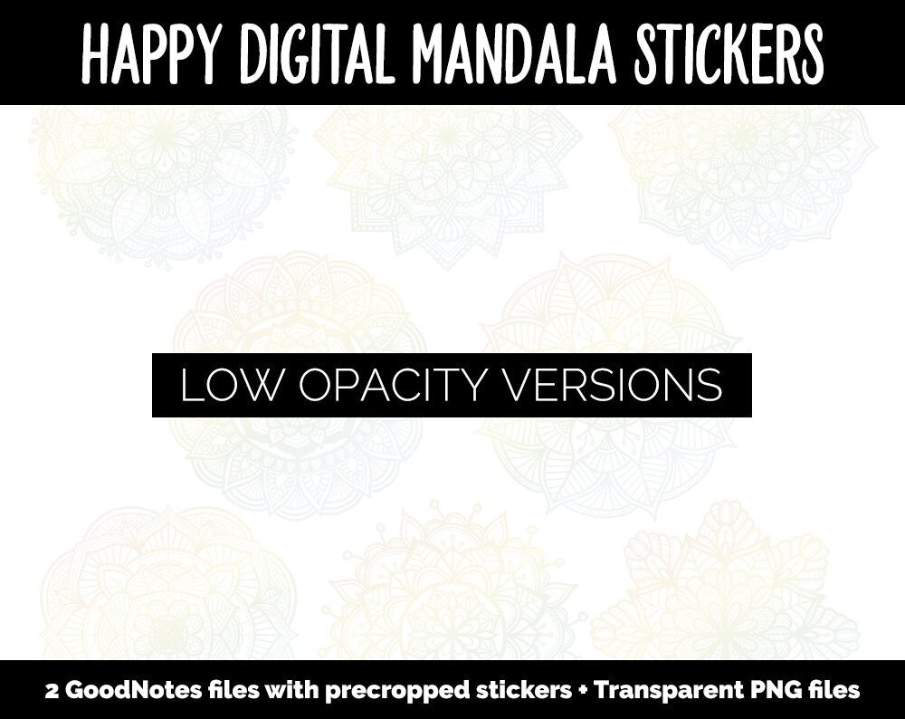Happy Mandala Digital Planner Stickers | GoodNotes, iPad and Android | Gradient, Ombre, Coloring