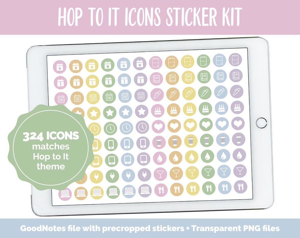 Hop to It Icon Digital Planner Stickers | GoodNotes, iPad and Android | Icons, Life, Weather, Everyday