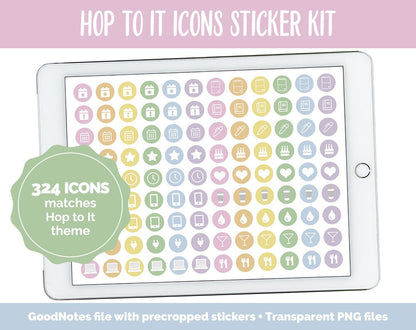 Hop to It Icon Digital Planner Stickers | GoodNotes, iPad and Android | Icons, Life, Weather, Everyday
