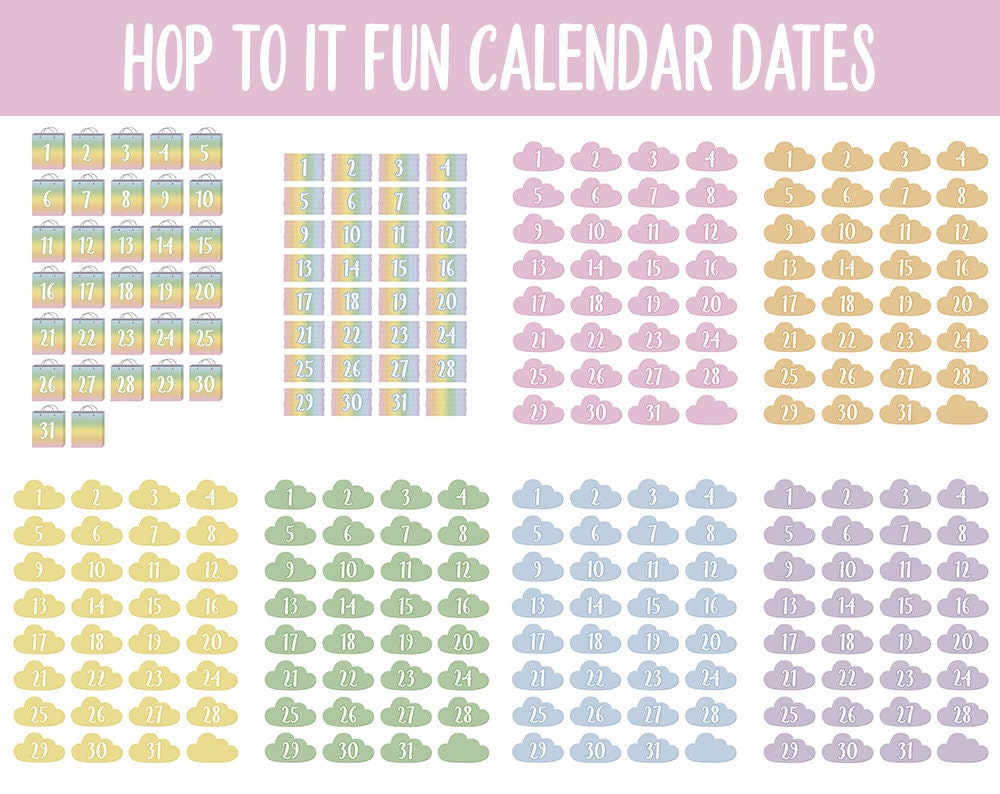 Hop to It Fun Calendar Date Digital Stickers | GoodNotes, iPad and Android
