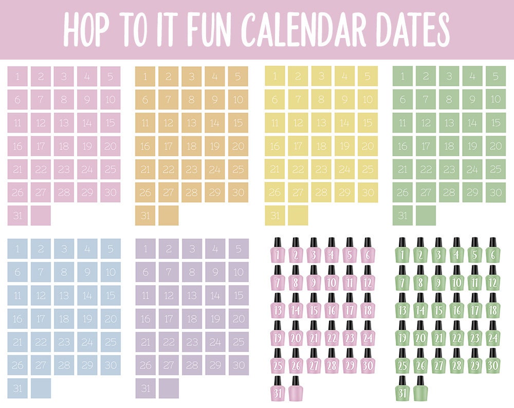 Hop to It Fun Calendar Date Digital Stickers | GoodNotes, iPad and Android