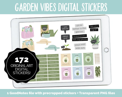 Garden Vibes Digital Stickers | GoodNotes & iPad | Gardening, Planting, Harvest, Tasks