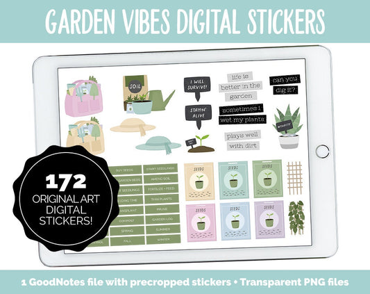 Garden Vibes Digital Stickers | GoodNotes & iPad | Gardening, Planting, Harvest, Tasks
