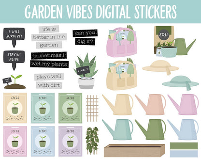 Garden Vibes Digital Stickers | GoodNotes & iPad | Gardening, Planting, Harvest, Tasks