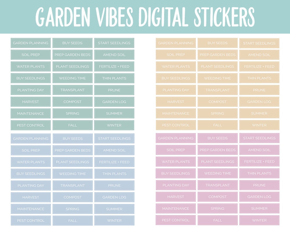 Garden Vibes Digital Stickers | GoodNotes & iPad | Gardening, Planting, Harvest, Tasks
