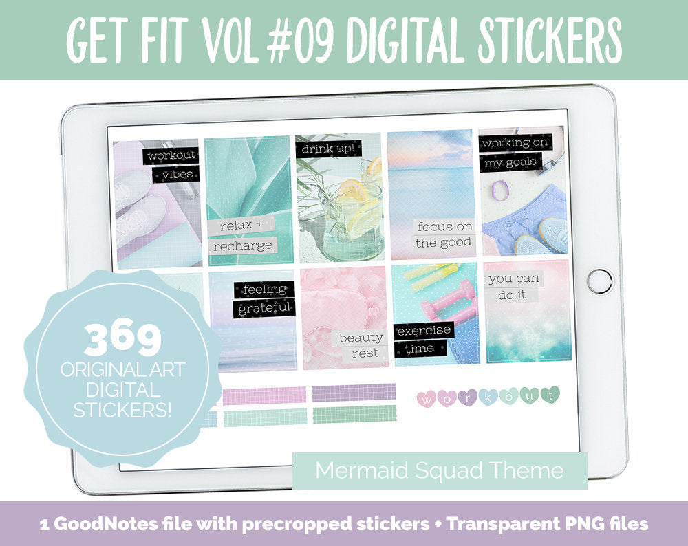 Get Fit Vol #09 Digital Stickers | GoodNotes & iPad | Fitness, Health, Self-Care, Workout | Mermaid Squad