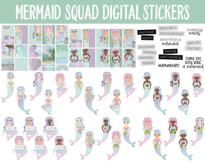 Mermaid Squad Digital Sticker Mega Bundle | GoodNotes & iPad | May, Ocean, Pastel, Activities, Goals, Tasks