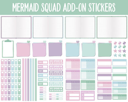 Mermaid Squad Add-On Digital Stickers | GoodNotes & iPad | Trackers, Budget, Fitness, Health, Habits