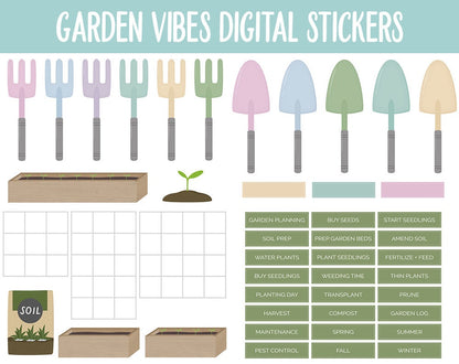 Garden Vibes Digital Stickers | GoodNotes & iPad | Gardening, Planting, Harvest, Tasks