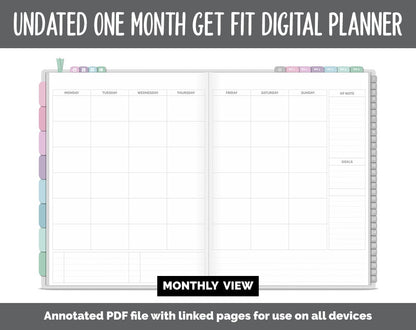 NEW! Undated Get Fit One Month Digital Planner | Waves Theme - Best Health Edition | GoodNotes, iPad & Android | Fitness, Self-Care