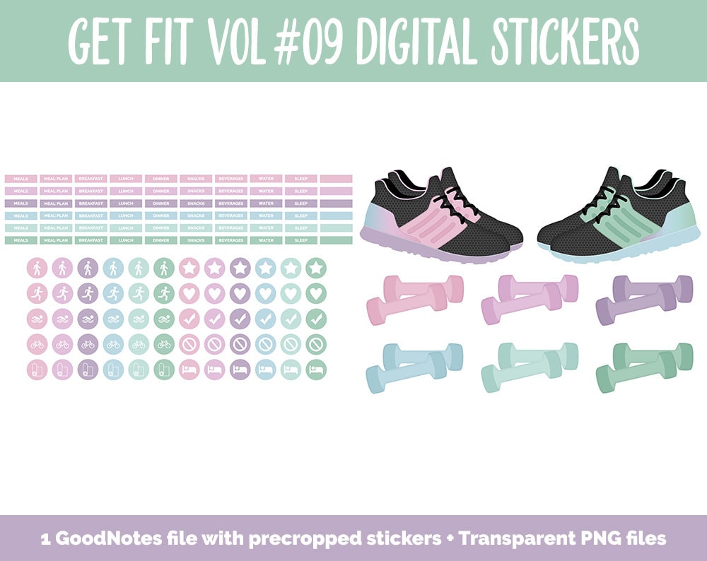 Get Fit Vol #09 Digital Stickers | GoodNotes & iPad | Fitness, Health, Self-Care, Workout | Mermaid Squad
