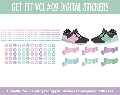 Get Fit Vol #09 Digital Stickers | GoodNotes & iPad | Fitness, Health, Self-Care, Workout | Mermaid Squad