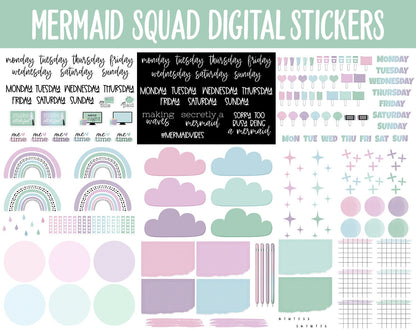 Mermaid Squad Digital Sticker Mega Bundle | GoodNotes & iPad | May, Ocean, Pastel, Activities, Goals, Tasks