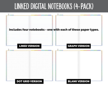 Linked Digital Notebooks 4- Pack | Daydream Theme | GoodNotes, iPad & Android
