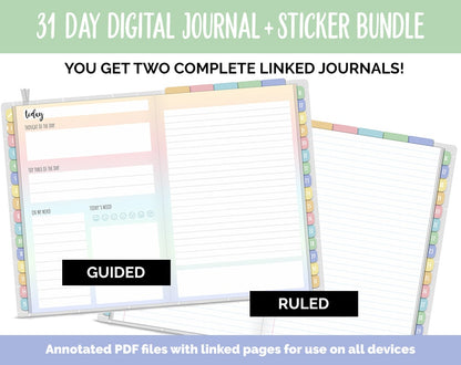 31 Day Digital Journal + Sticker Bundle | Daydream Theme