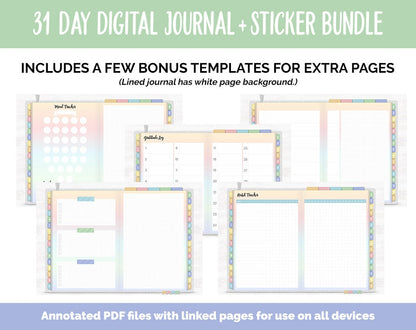 31 Day Digital Journal + Sticker Bundle | Daydream Theme