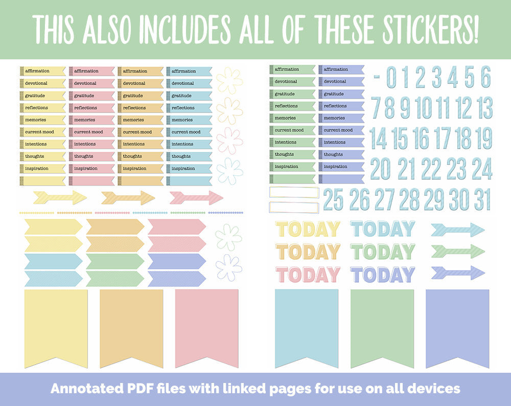 31 Day Digital Journal + Sticker Bundle | Daydream Theme