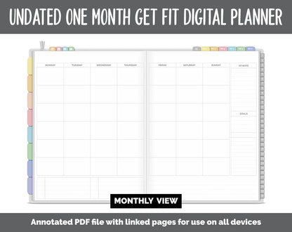 NEW! Undated Get Fit One Month Digital Planner | Daydream Theme - Best Health Edition | GoodNotes, iPad & Android | Fitness, Self-Care