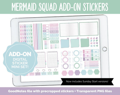 Mermaid Squad Add-On Digital Stickers | GoodNotes & iPad | Trackers, Budget, Fitness, Health, Habits