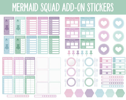 Mermaid Squad Add-On Digital Stickers | GoodNotes & iPad | Trackers, Budget, Fitness, Health, Habits