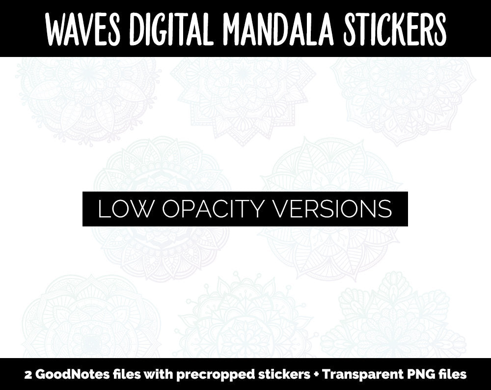 Waves Mandala Digital Planner Stickers | GoodNotes, iPad and Android | Gradient, Ombre, Coloring