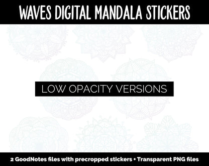 Waves Mandala Digital Planner Stickers | GoodNotes, iPad and Android | Gradient, Ombre, Coloring
