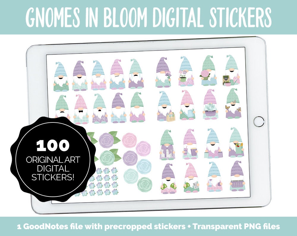 Gnomes in Bloom Digital Stickers | GoodNotes & iPad | Spring, Flowers, Gardening, Outdoor, Activities, Tasks