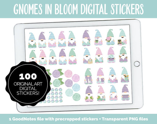 Gnomes in Bloom Digital Stickers | GoodNotes & iPad | Spring, Flowers, Gardening, Outdoor, Activities, Tasks