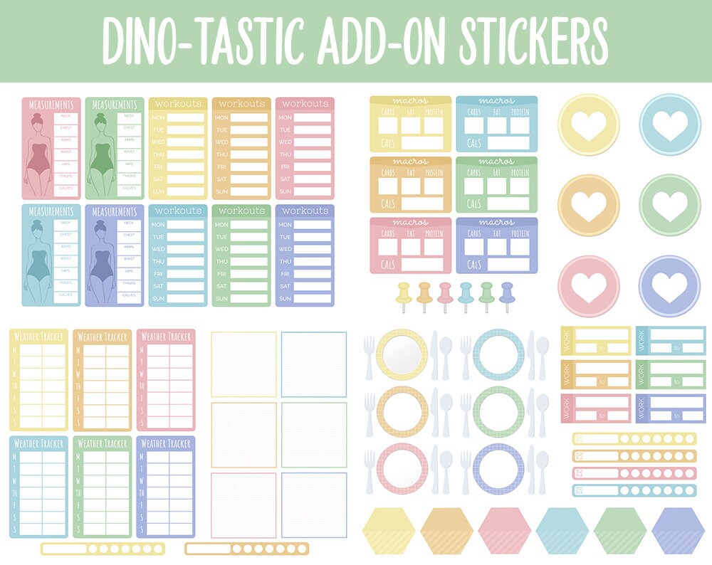 Dino-tastic Add-On Digital Stickers | GoodNotes & iPad | Trackers, Budget, Fitness, Health, Habits