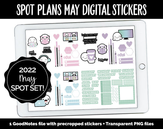 Spot Plans May Digital Stickers | GoodNotes, iPad and Android | Sassy, Spring, Adulting, Planning, Pastel